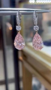 Pendientes de Diamantes Cultivados en Laboratorio, Corte Pera, Color Rosa, 3CT, Chapados en Oro de 14K, Certificados por IGI, Regalo de Joyería Fina para Bodas, Aniversarios y Fiestas - Product Image 3