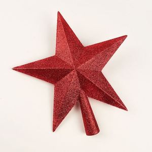 Árbol de Navidad Promocional para Decoración, Dorado y Rojo con Brillantina, Plástico, Hermosa Estrella - Product Image 1