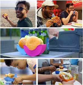 Acessórios de cozinha reutilizáveis, lavável, queijo retrátil, clipe de hambúrguer, caixa de silicone, suporte de hambúrguer para comer - Product Image 6