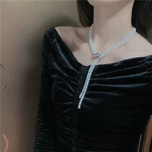 Collier clavicule en argent 925 avec pendentif en perle d'eau douce naturelle, perle ronde avec une forte luminosité, sans défaut, pour le style de la route - Product Image 1