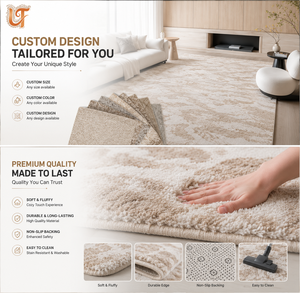Grande Tappeto di Lusso in Stile Nordico, Impermeabile, in Poliestere a Trama Piatta, Antiscivolo, Misura Personalizzabile per Villa, Hotel, Soggiorno - Product Image 2