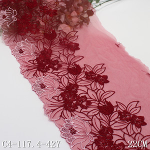 Lingerie Rossa in Pizzo per Donne, Reggiseno in Rete, Tessuto in Rete con Ricamo Floreale 22cm, Accessori per Abiti e Vestiti, Vendita all'Ingrosso - Product Image 1