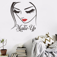 New Arrivals Cartoon Mooie Vrouw Eye Muursticker Art Lash Gezicht Meisje Tiener Woonkamer Home Decor Schoonheidssalon Muur decals