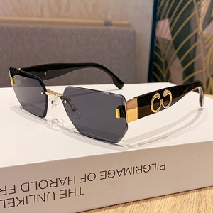 Square Frameless <b>Sunglasses</b> Black UV400 PC Lens Men Outdoor Driving Cycling Party Stage Use - Product Image 4
