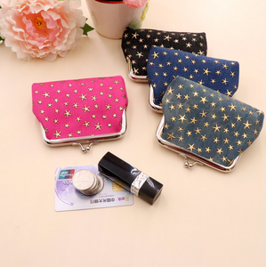 Новинка, двухслойный джинсовый креативный кошелек для денег, дамские короткие кошельки с принтом пять звезд, маленький яркий кошелек для мелочи карамельных цветов с пряжкой - Product Image 5