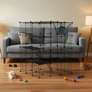 Jaula para Gatos de 4 Niveles con Hamaca y Rampas, Recinto Interior de 3 x 3 x 4, Puertas Negras, Muebles para Mascotas - Product Image 2