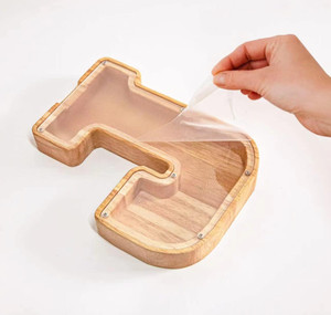 <span class=keywords><strong>Tirelire</strong></span> en bois personnalisable en gros, grande capacité, transparente, <span class=keywords><strong>avec</strong></span> lettres de l'alphabet à personnaliser, pour un design créatif - Product Image 3