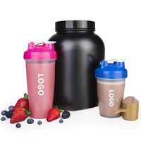 Bouteille shaker de protéines noire en plastique sans BPA avec logo personnalisé pour le sport – Vente en gros