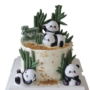 Panda Cake Toppers Cartoon Bamboo Animal Birthday Decoration Handmade Round Cake Decorating Supplies - Product Image 5
