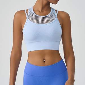 Dames Lichtgewicht T-<span class=keywords><strong>Back</strong></span> Mouwloze Sportoverhemden Halter Vierkante Hals Compressie Workout Crop Tank Tops Met Verwijderbare Pads - Product Image 4