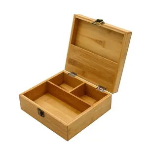 Bamboo Box Wooden Bamboo Stash Boxes Large Wood Storage Gift Box With Metal Hinge For Home Organizing