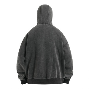 Nuovi da uomo <span class=keywords><strong>autunno</strong></span> e inverno acqua di lavaggio per fare vecchie felpe con cappuccio casual hip hop retrò felpe con cappuccio doppio cappello con zip larghe - Product Image 4