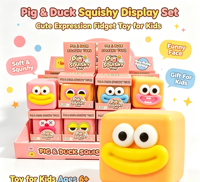 Jouet Squishy Cochon et Canard Amusant, Bloc Nuage Doux à Grands Yeux, à Remontée Lente, Sensoriel Anti-Stress, Idéal pour Fête
