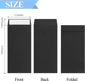 İş Zarf Seti - Nakit Çekleri Biletler için 120 Zarf; 80GSM 3.2x6.6 İnç Siyah Zarflar Mücadele Tasarrufu Sağlar - Product Image 2