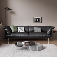 Canapé modulaire Zayshine en cuir véritable de luxe italien minimaliste 3 places pour salon, hôtel, bureau, appartement, canapé de détente