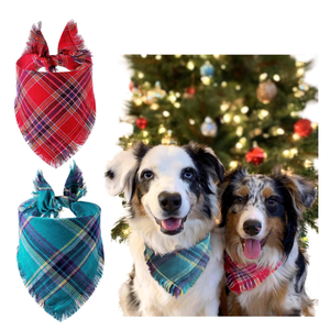 Navidad borla perro Bandana otoño perro Bandana triángulo mascota bufanda babero a cuadros gato mascota Bandana accesorios para perros medianos grandes gato - Product Image 2