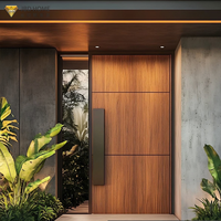 Portes d'entrée extérieures en bois massif au design moderne, résistantes au vent, pour appartement, villa, hôtel