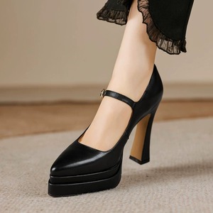 รองเท้าส้นตึกแบบสวม รุ่นใหม่ประจำฤดูใบไม้ร่วงและฤดูร้อน สไตล์แมรี่เจน สำหรับเจ้าสาว หนังพรีเมียม ดีไซน์ย้อนยุคแบบฝรั่งเศส สายไขว้ แฟชั่นอินเทรนด์ - Product Image 2