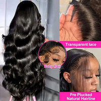 Mejora tu look con la nueva peluca de encaje HD 13x6 con ondas corporales, cabello virgen de color personalizado, suave y con volumen, pre-arrancada y con efecto de fusión de encaje.
