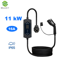 Chargeur EV portable 11KW Type 2 AC pour usage domestique, nouveau, IP65, câble de 5M, certifié CE, station de recharge pour véhicules électriques
