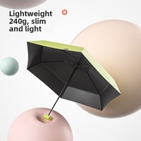 Parapluie d'été pour adulte, style moderne, avec boucle annulaire, compact et polyvalent, en tissu anti-impact enduit noir, alliage, protection UV 40%