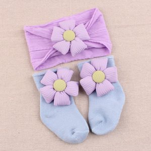 Set de Regalo de Diadema y Calcetines para Bebé de 0 a 1 Año, Decoración con Flores, Diadema y Calcetines para Bebé, Paquete Individual OPP, Regalo para Baby Shower - Product Image 4