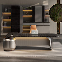 Escritorio de oficina ejecutivo Ceo moderno, mesa y sillas de oficina jefe en forma de L, muebles de oficina de lujo modulares de gama alta, diseño moderno