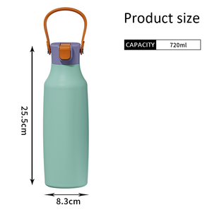 Bouteille d'eau de sport isotherme portable en acier inoxydable 304 étanche Houroffer avec couvercle à paille en silicone escamotable - Product Image 6