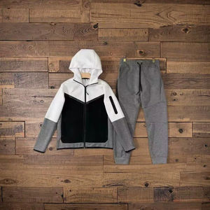 Homens Personalizado Logotipo Full Zip Tech Velo Hoodie Windrunner Set Camisola Set Moda Impressão <span class=keywords><strong>3</strong></span> Painéis TrackSuit Sweatertech dos homens - Product Image 1