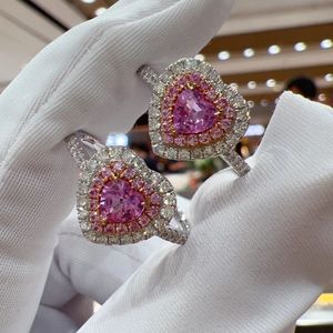 Bague en or 18 carats Xinfly avec diamant naturel de 0,31 ct et saphir rose de 0,40 ct, en forme de cœur, Au750, bijoux de mariage et de fiançailles, tendance et élégante - Product Image 2