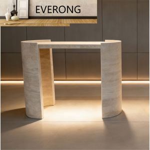 Mesa de Comedor y Mesa de Centro de Travertino Romano Personalizadas, Muebles de Piedra Natural de Lujo para el Hogar y Hoteles, Diseño de Travertino - Product Image 1