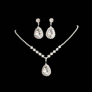 Hot Selling Wedding <b>Accessories</b> Bridal Jewelry Sets for Women Zircon Diamond Waterdrop Bridal Jewelry Set Necklace Earring - Product Image 1