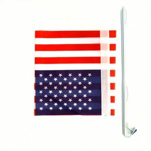 Sublimation Printing 12x18 Inches Custom United States American US Car <b>Flags</b> Window Clip Double Sided 30x45 cm USA Car <b>Flag</b> - Product Image 3
