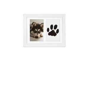 Wholesale high quality home decor memorial pet dog footprint wood picture photo frames