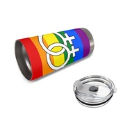 Gobelet isotherme personnalisé en acier inoxydable de 20 oz (motif arc-en-ciel) pour les voyages urbains et les barbecues en bord de rivière