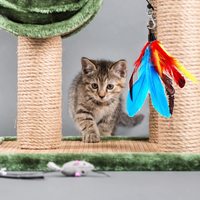 Tongkat Bulu Kucing Interaktif Dapat Ditarik Petdom Mainan Isi Ulang Teaser dengan Bel Kucing Tongkat Pancing untuk Kucing Kucing