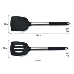 シリコンスパチュラ非スティック固体キッチンターナー高耐熱BPAフリークッキングスロッテッドスパチュラ2ピース/セット - Product Image 2