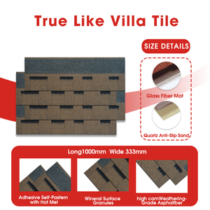 Bardeaux <span class=keywords><strong>de</strong></span> toiture en asphalte revêtus <span class=keywords><strong>de</strong></span> pierre, modernes, écologiques, durables, ignifuges, en fibre <span class=keywords><strong>de</strong></span> verre, pour villas - Product Image 4