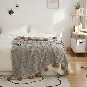 La nuova classe un bambino può usare coperta di ciniglia coperta di maglia calda bordo palla di lana - Product Image 4