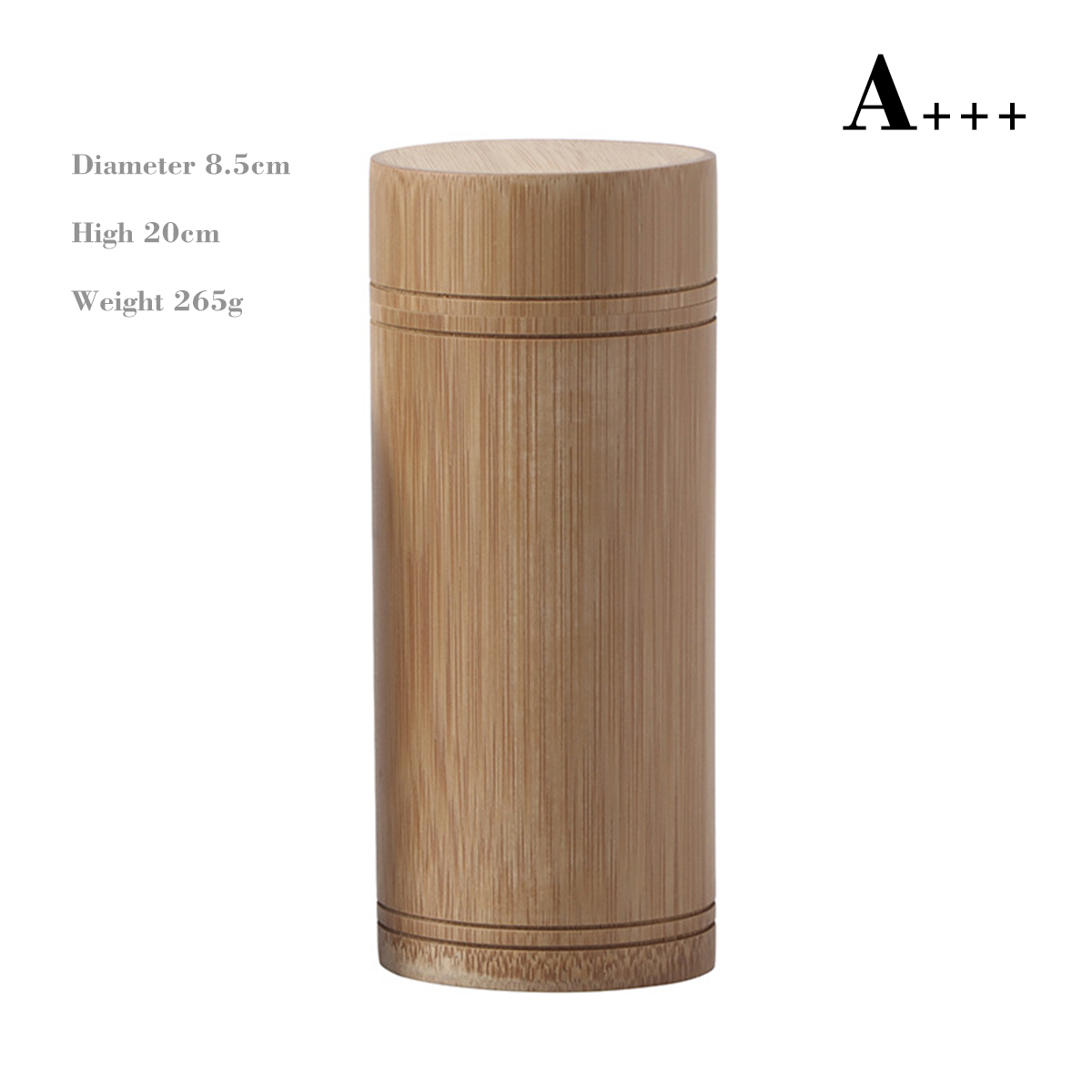 A+++ diameter 8.5*height 20cm, weight 265g