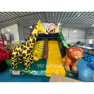 Thème Animal Singes Zèbres Girafes Gonflable Escalade Double Toboggan Trampoline Gonflable Videur Gonflable - Product Image 1