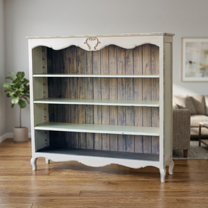 Modern White Distressed Open Solid Wood Bookshelves Living Room Bedroom Home Office Storage Multi-functional <b>Extendable</b> - Product Image 2