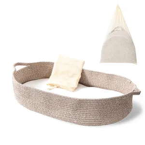 Cesta De ratán Con Forro Cestas Decorativas, accesorio Para bebé, Cambio, Mango De Madera