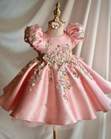 Robe de demoiselle d'honneur en satin pour mariage, robe de princesse florale personnalisée, cadeau d'anniversaire pour enfants, première communion