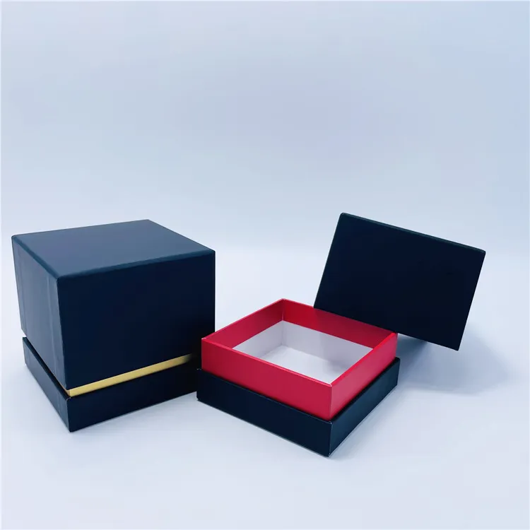 Frasco de embalagem de presente com tampa separada de camada intermediária, caixa de papel vermelha preta clássica personalizada reciclável