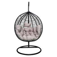 Fauteuil suspendu en rotin résistant aux UV, avec structure métallique robuste, imperméable, pour patio, jardin, hamac de loisirs, mobilier de jardin