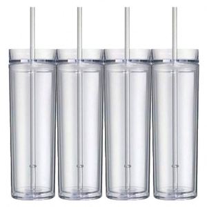 Gobelet réutilisable en acrylique à double paroi de 16 oz, éco-responsable, avec paille, idéal pour la piscine, la plage et les loisirs estivaux - Product Image 3