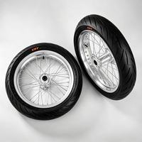 Juego de Ruedas Light Bee Ultra Bee de 17 Pulgadas con Neumáticos Plateados 70/90-17 y 90/80-17, Ruedas Supermoto para LBX