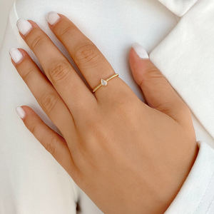 LYBURCHI 925 Sterling Zilver <span class=keywords><strong>2026</strong></span> <span class=keywords><strong>Trend</strong></span> 18K Goud Verguld Peervormig Minimalistische Bezel CZ Stapelbare Fijne Sieraden <span class=keywords><strong>Ring</strong></span> - Product Image 3