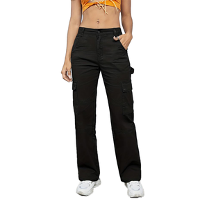 女士高街牛仔裤休闲宽松直筒工装裤多口袋牛仔面料高腰复古夏季XL - Product Image 6